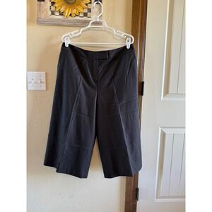 Vintage New Talbots Women's 14 Brown Black Wool Blend Crop Wide Leg Capri Pants